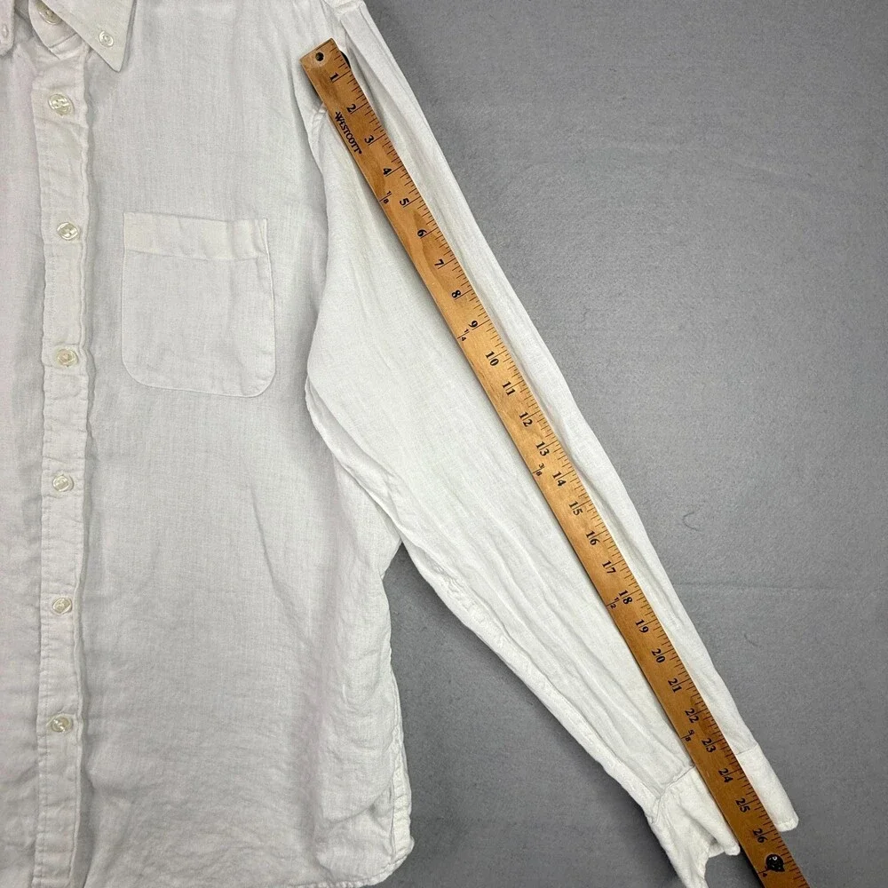 Abercrombie And Fitch Linen Shirt Mens 2XL White Long Sleeve Casual Button Down